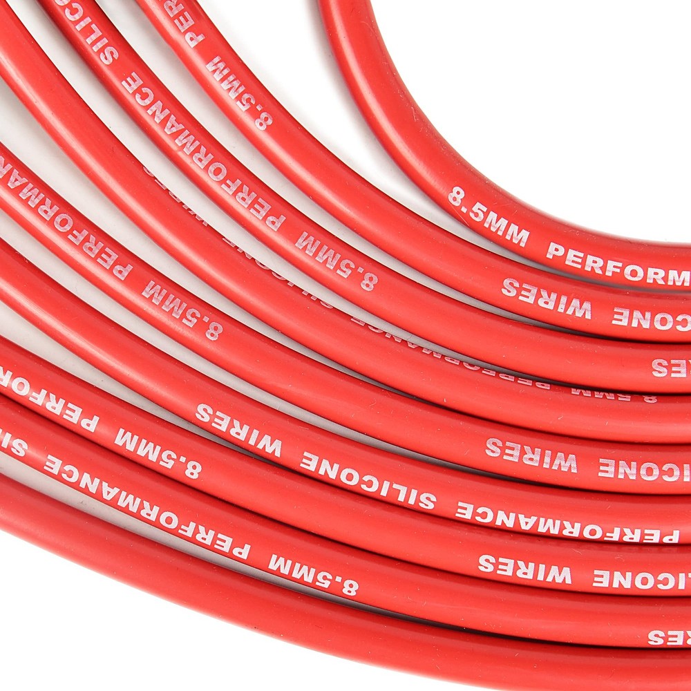 Universal Spark Plug Wire Set - 8.5mm Red High Performance - Compatible Black
