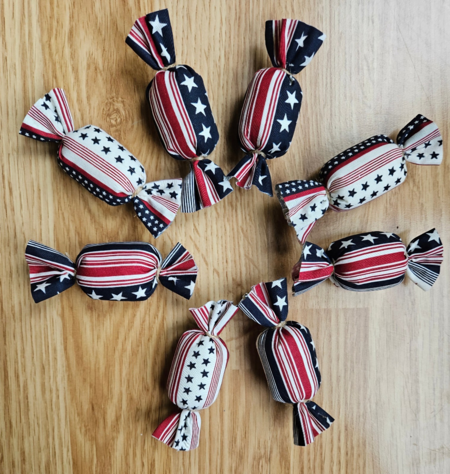 Bowl Filler Americana Patriotic Ornie Fabric 8 Pcs Candy Tier Tray Fabric Decor