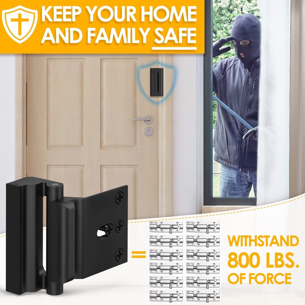 Home Security Door Reinforcement Lock - Child Proof High Black