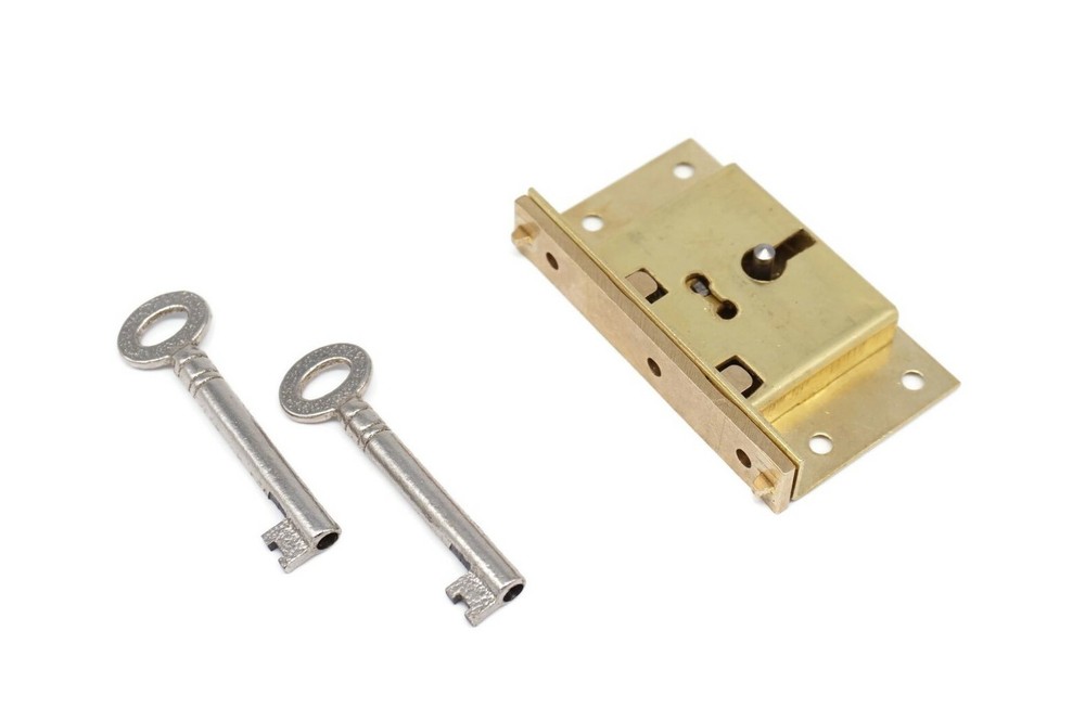 Half Mortise Lock Chest Trunk Large Box Lock Solid Brass Cabinet Lock 2 Keys