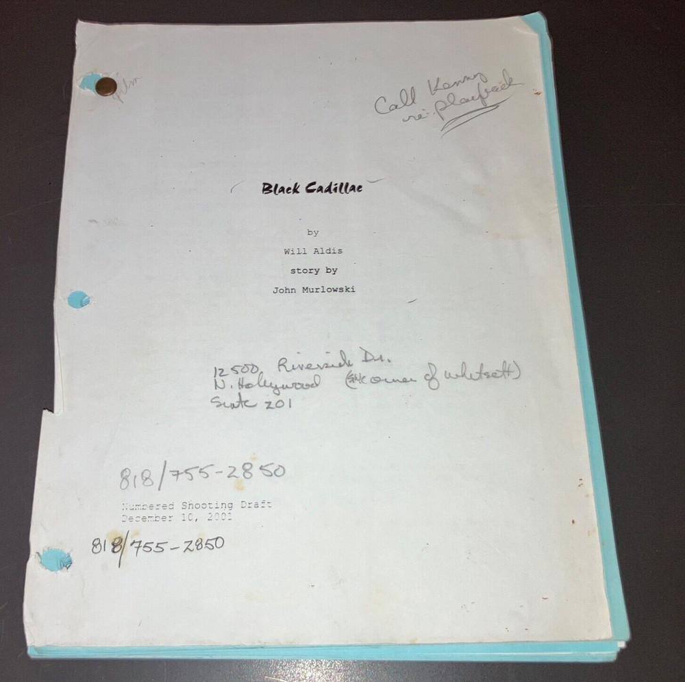 BLACK CADILLAC (12/10/01) Numbered Shooting Draft + Notes + Schedule + COA!
