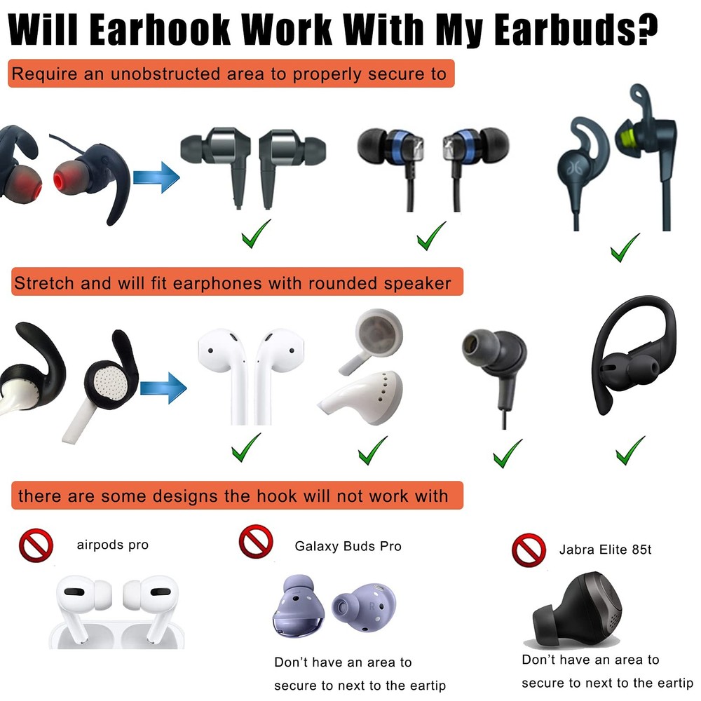 Earbuds Replacement Tips Soft Silicone Earbud 2 Black-Medium, 2Black-Medium