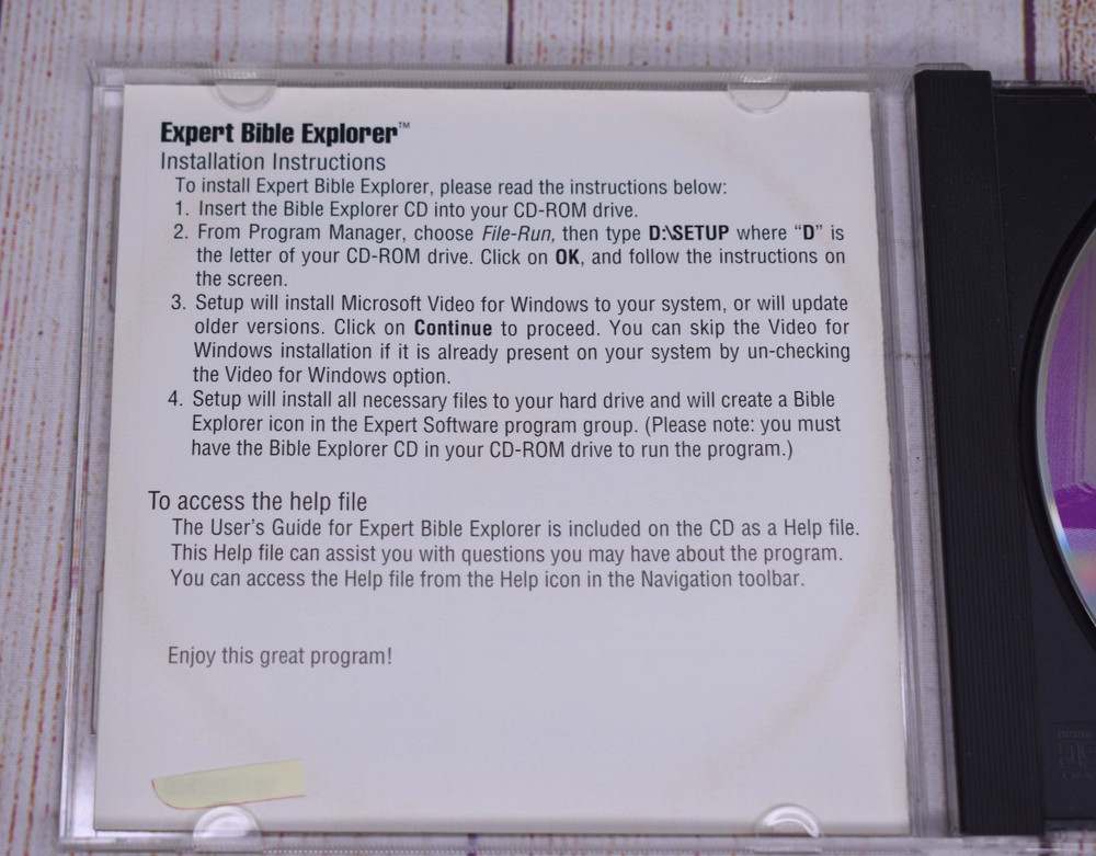 Bible Explorer CD-Rom For Windows 95 or Windows 3.1 Expert Software PC W/Case