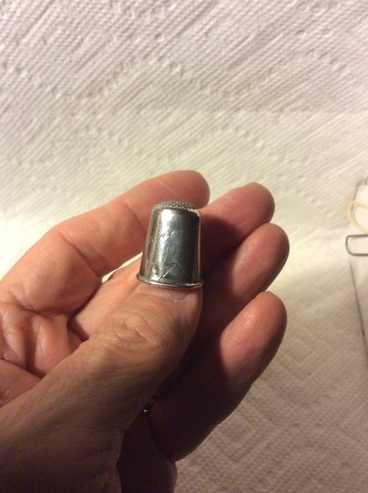OLD SEWING-EARLY BRITE CUT ANTIQUE SILVER THIMBLE