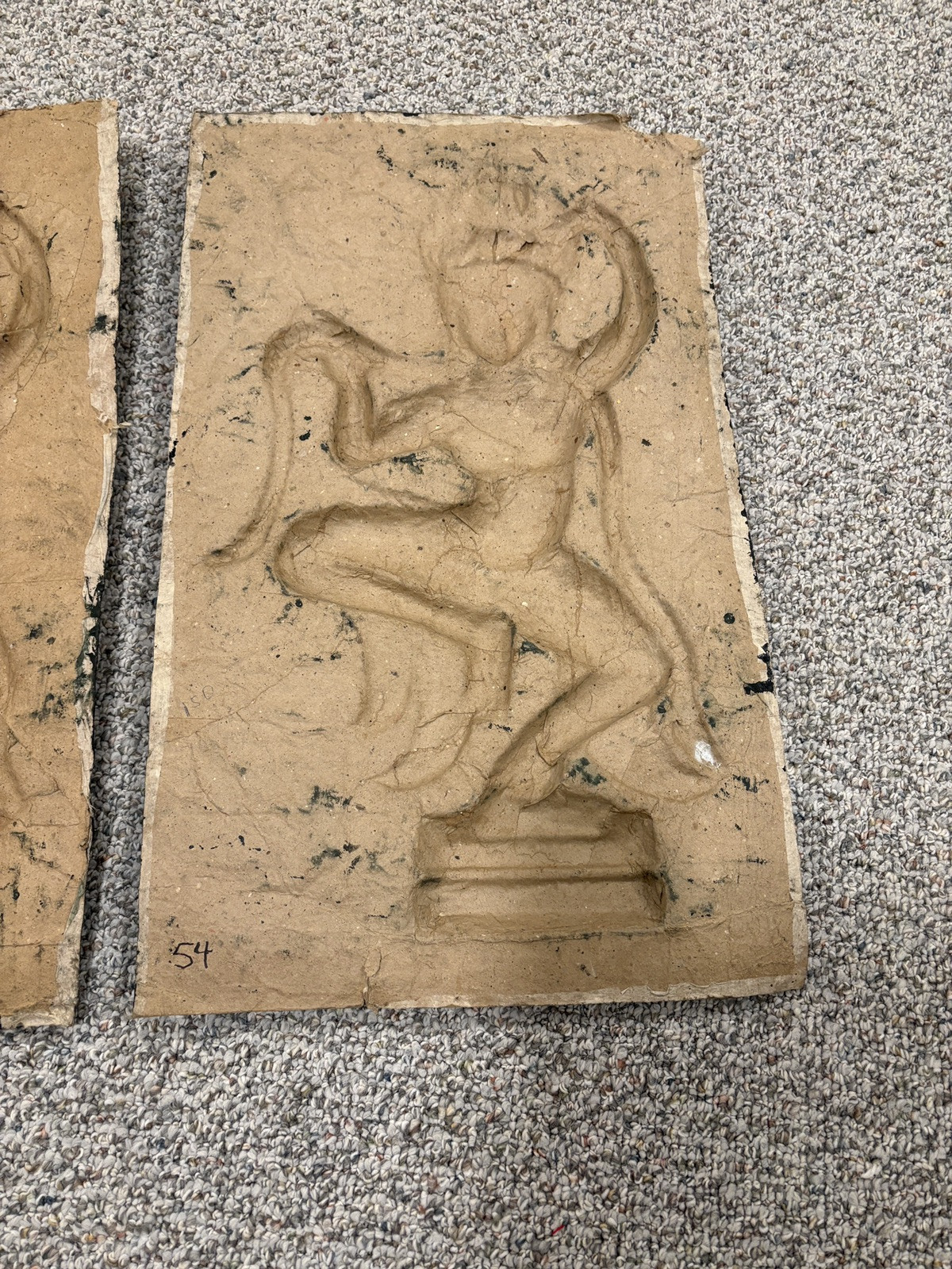 Vintage Rubbings Apsaras Dancing Pair Rice Paper Art Bas Relief Cambodian Thai
