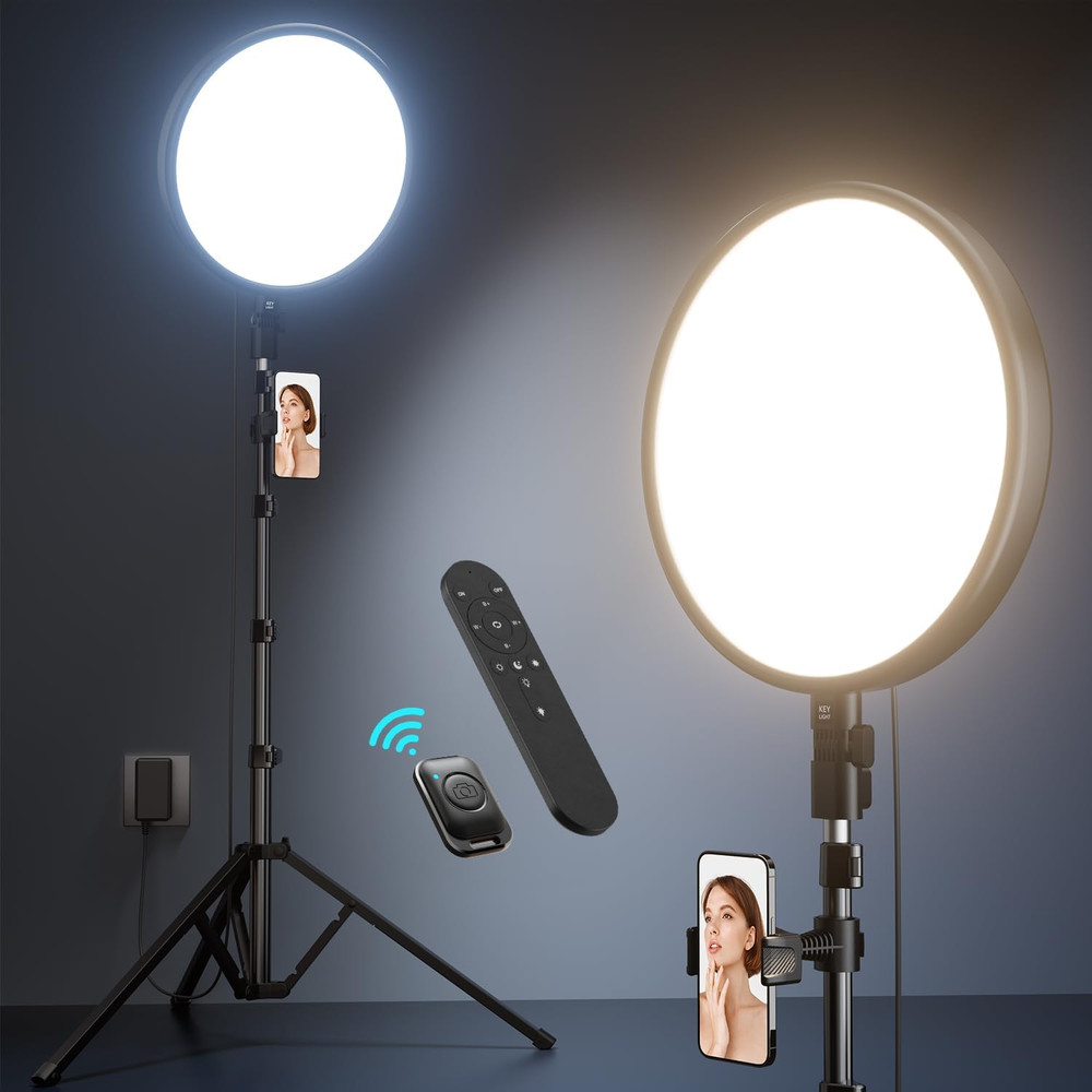 Large Ring Light with Stand, 72“ Tripod with Ring Light, 6500K Full-Screen Ringl