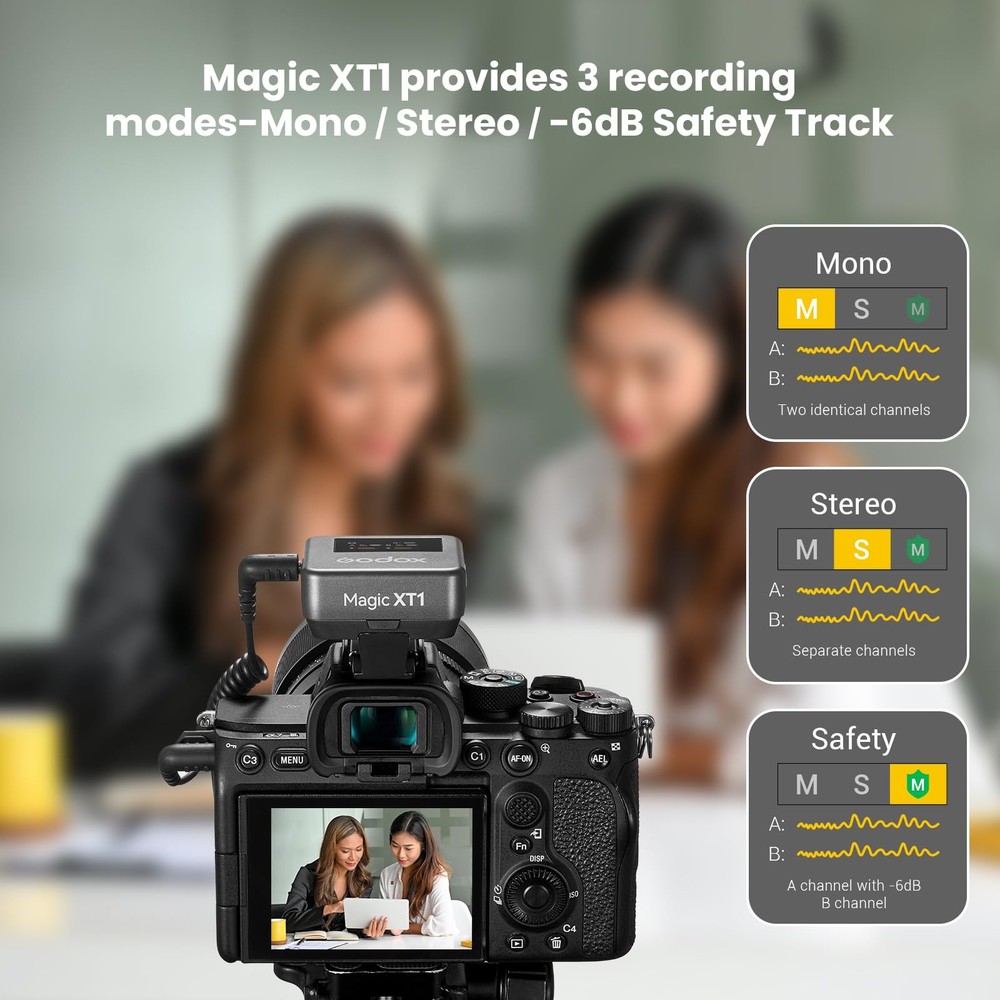 Magic XT1 Wireless Microphone for Camera/Android/iPhone, 48kHz/24-bit Noise C...