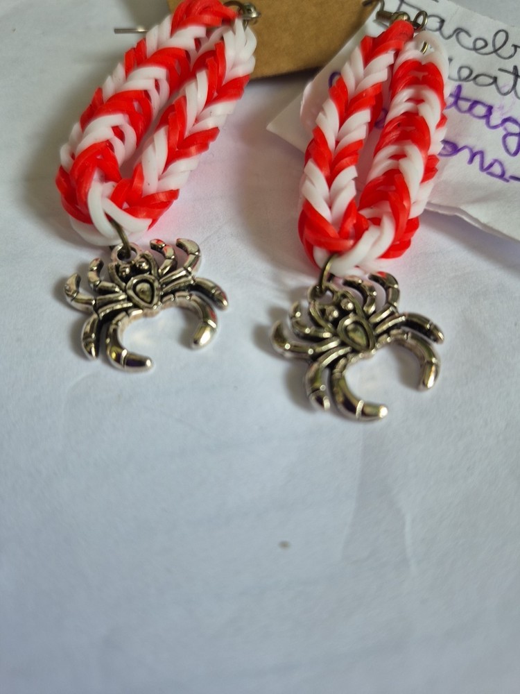 Rainbow Loom Spider Earrings Handmade