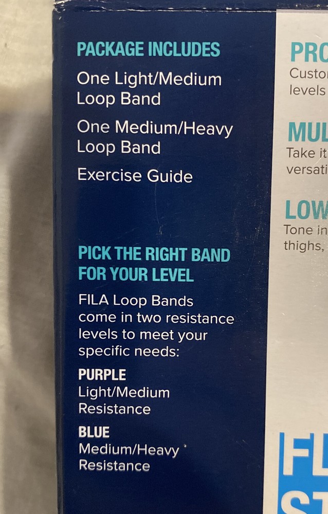 FILA Multi-level Resistance Loop Bands 2-Pack Purple & Blue Medium & Heavy *NEW