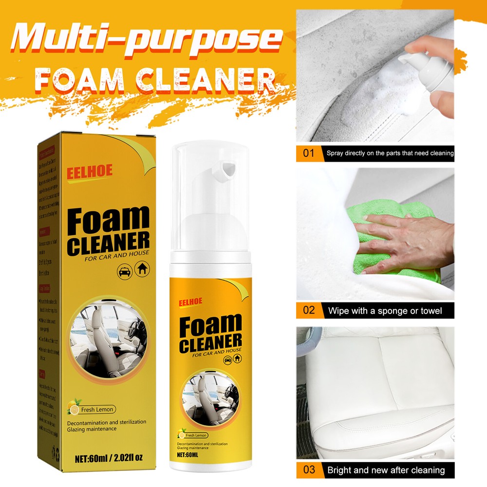 Multi-Purpose Foam Cleaner for Car Interior & Leather Quick Deep Cleaning