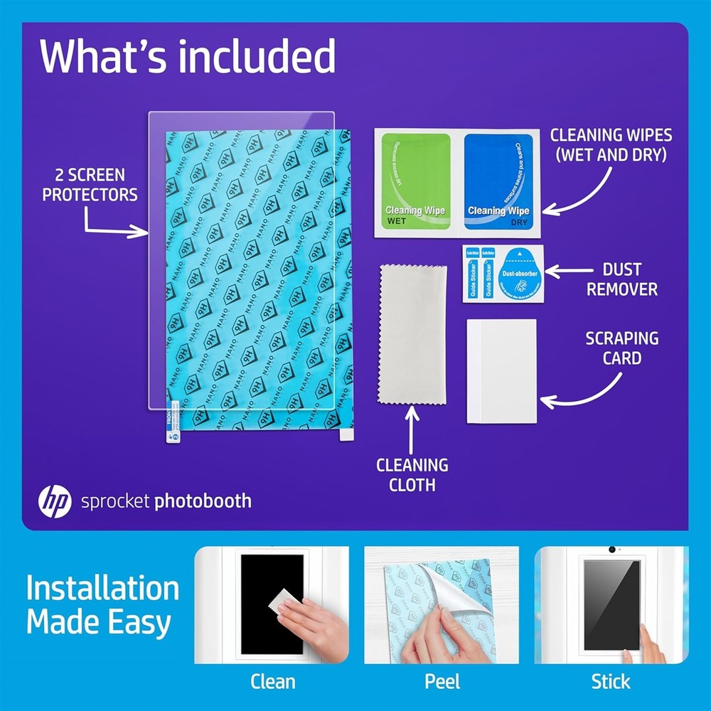 HP Sprocket Photobooth Screen Protector, 9H High-Transparency, Scratch-Resistant