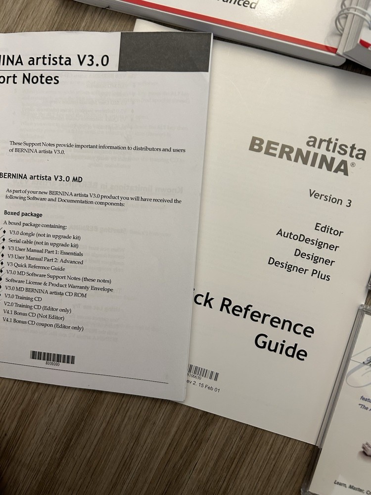 BERNINA Embroidery Software Editor Version 3 Bundle Manual CPS Software Lot