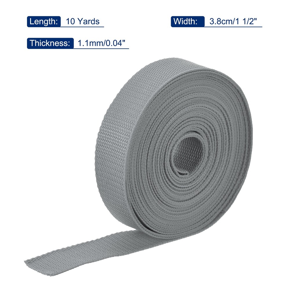 Lightweight Polypropylene Webbing Strap 3.8cm 10 Yard Grey