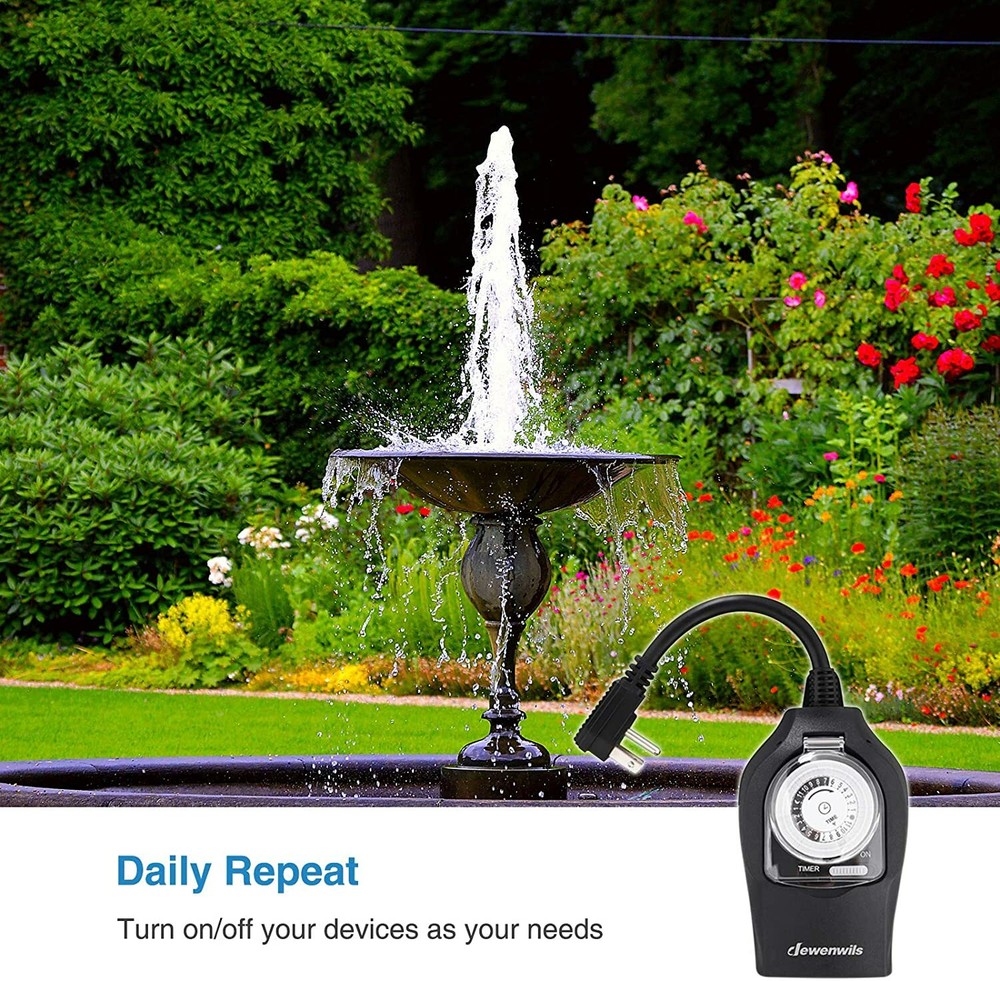 DEWENWILS Outdoor Light Timer Outlet Switch Plug Electrical Outlets Waterproof