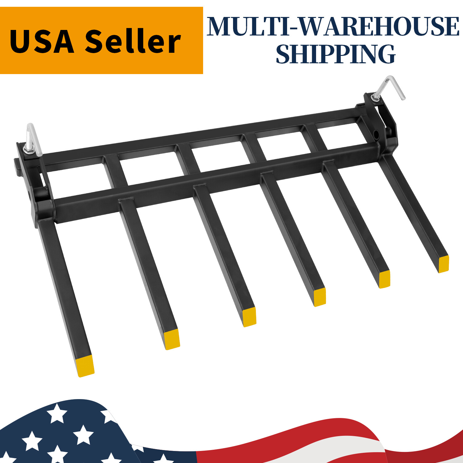 21" Fork Length 4000LBS Clamp-On Debris Forks For 60" Buckets Skid Steers Heavy