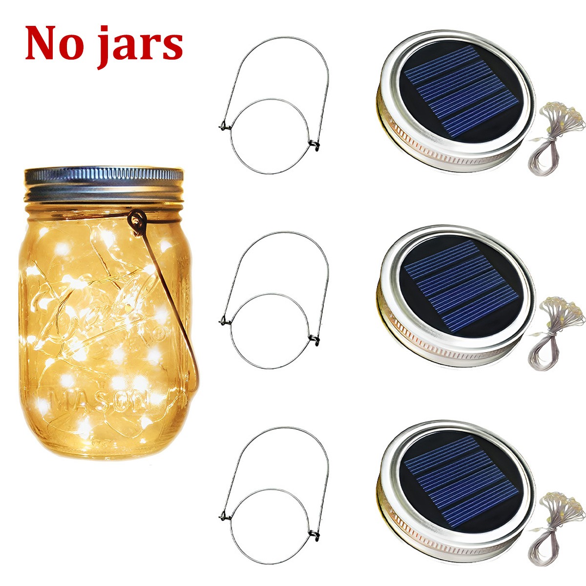 Solar Mason Jar Lid Insert 20 LED Mason Jar Solar String Lights for Glass Mason