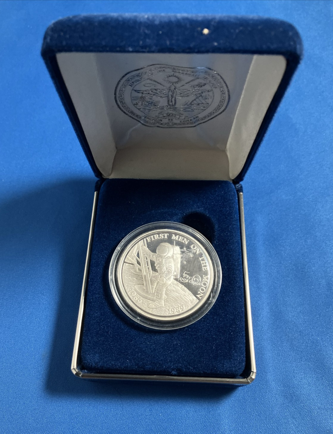 1989 Marshall Islands Silver Proof First Men on the Moon Fifty 50 Dollar Coin
