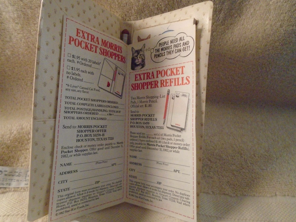 Vintage Morris 9 Lives Notepad Holder