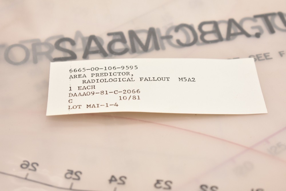 Radiological Fallout Area Predictor Military Map Chart ABC-MKA2