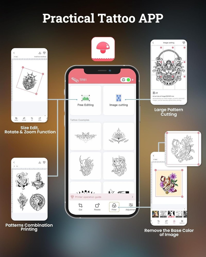 Phomemo Tattoo Stencil Printer TP81 Bluetooth Tattoo Printer with 10pcs Paper