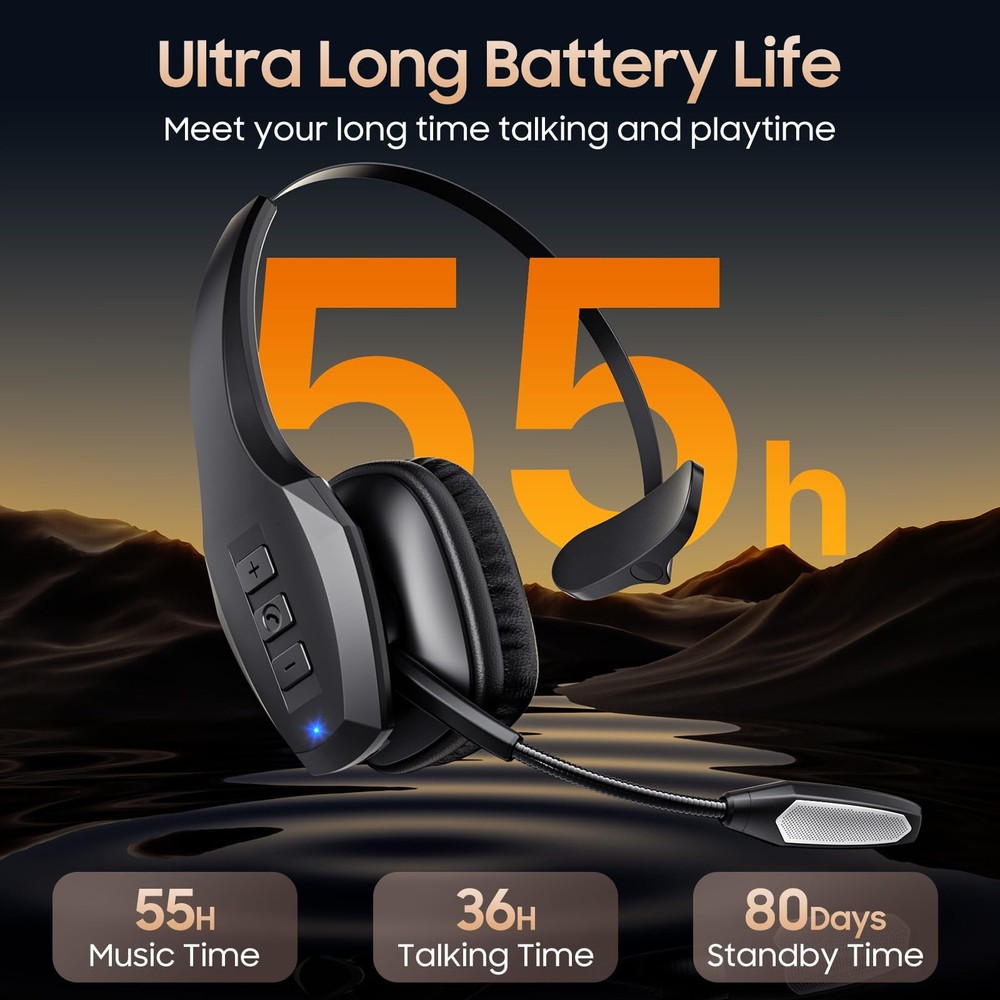 Trucker Bluetooth Headset, Wireless Headset with Mic, Bluetooth Headsets with...