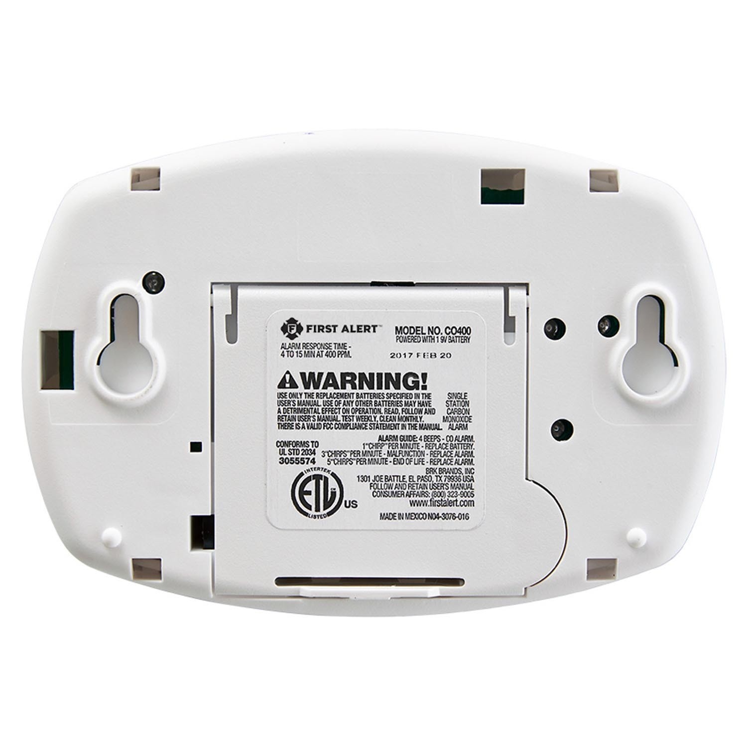 First Alert Basic Battery Operated Carbon Monoxide Alarm - CO400