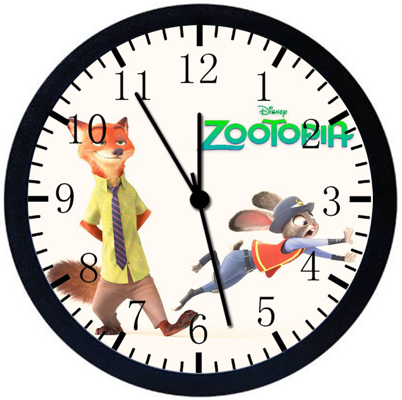 Disney Zootopia Black Frame Wall Clock E86