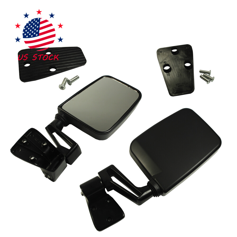 Pair View Door Mirrors Manual Side Set Right Left Black Fits Jeep Wrangler 87-02