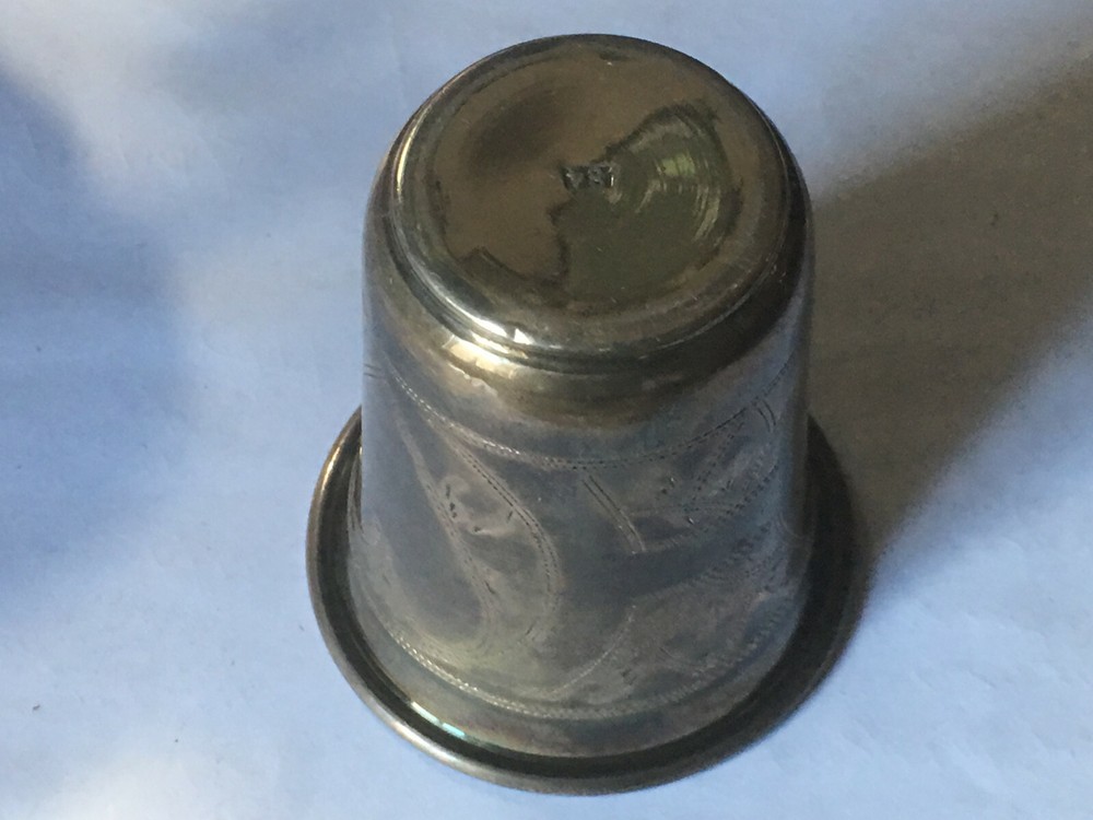 ANTIQUE RUSSIAN 84 SILVER BEAKER VODKA CUP
