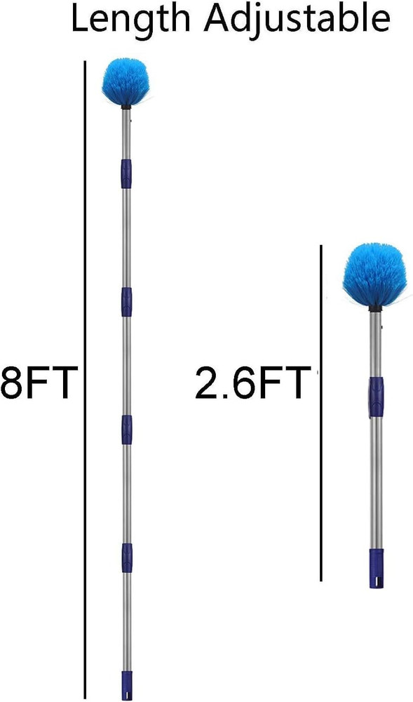 93 inch L Reach Extend Handle Cobweb Duster Medium Stiff Bristle Brush Cleaning