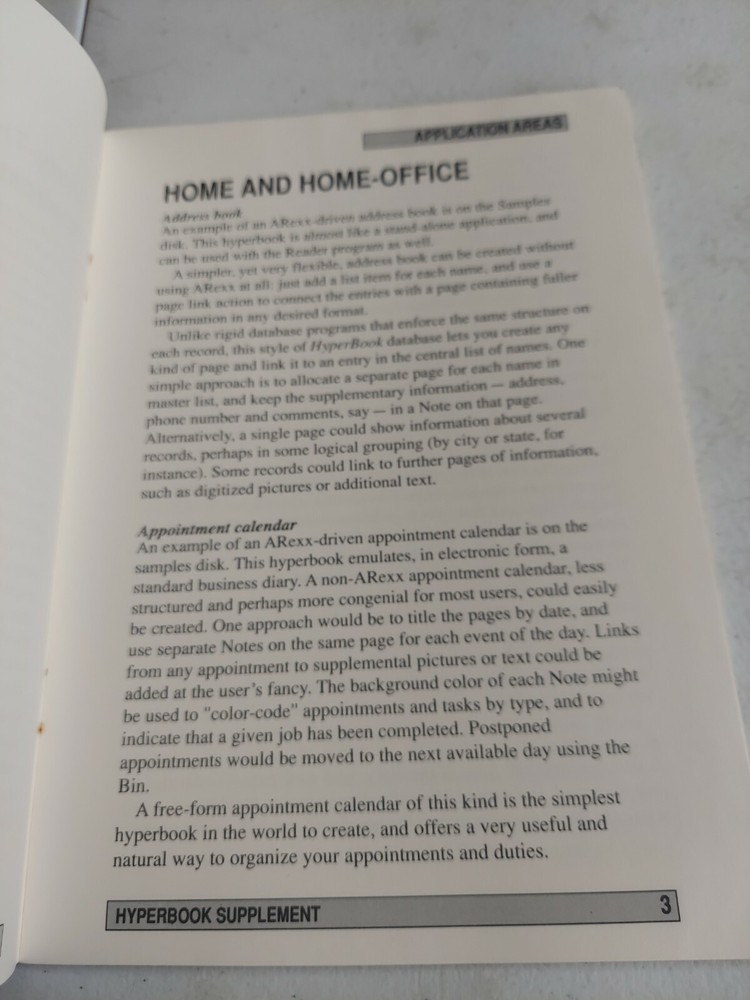 Hyperbook Application Areas Users Guide 1990