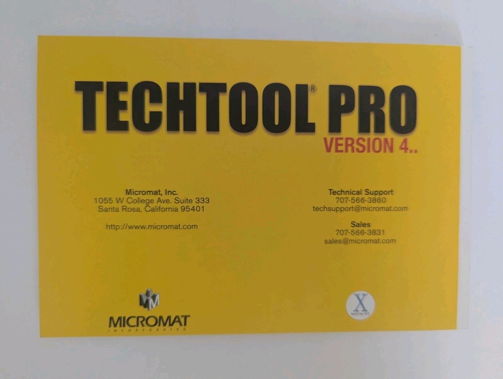 TechTool Pro Version 4 Software CD-ROM with Manual Micromat Apple Macintosh