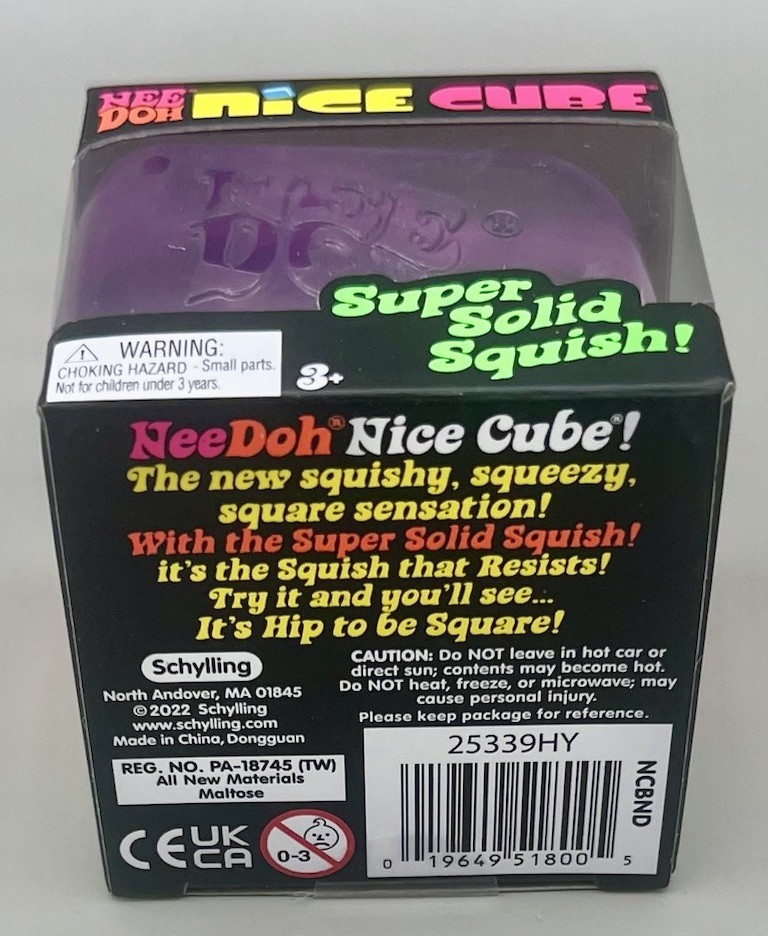 Needoh NICE CUBE Super Solid Squish ~ PURPLE💜 Sensory Squishy Toy NEW