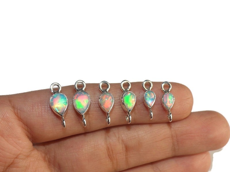 DIY opal supplies links sterling silver fire opal connector for jewelry making