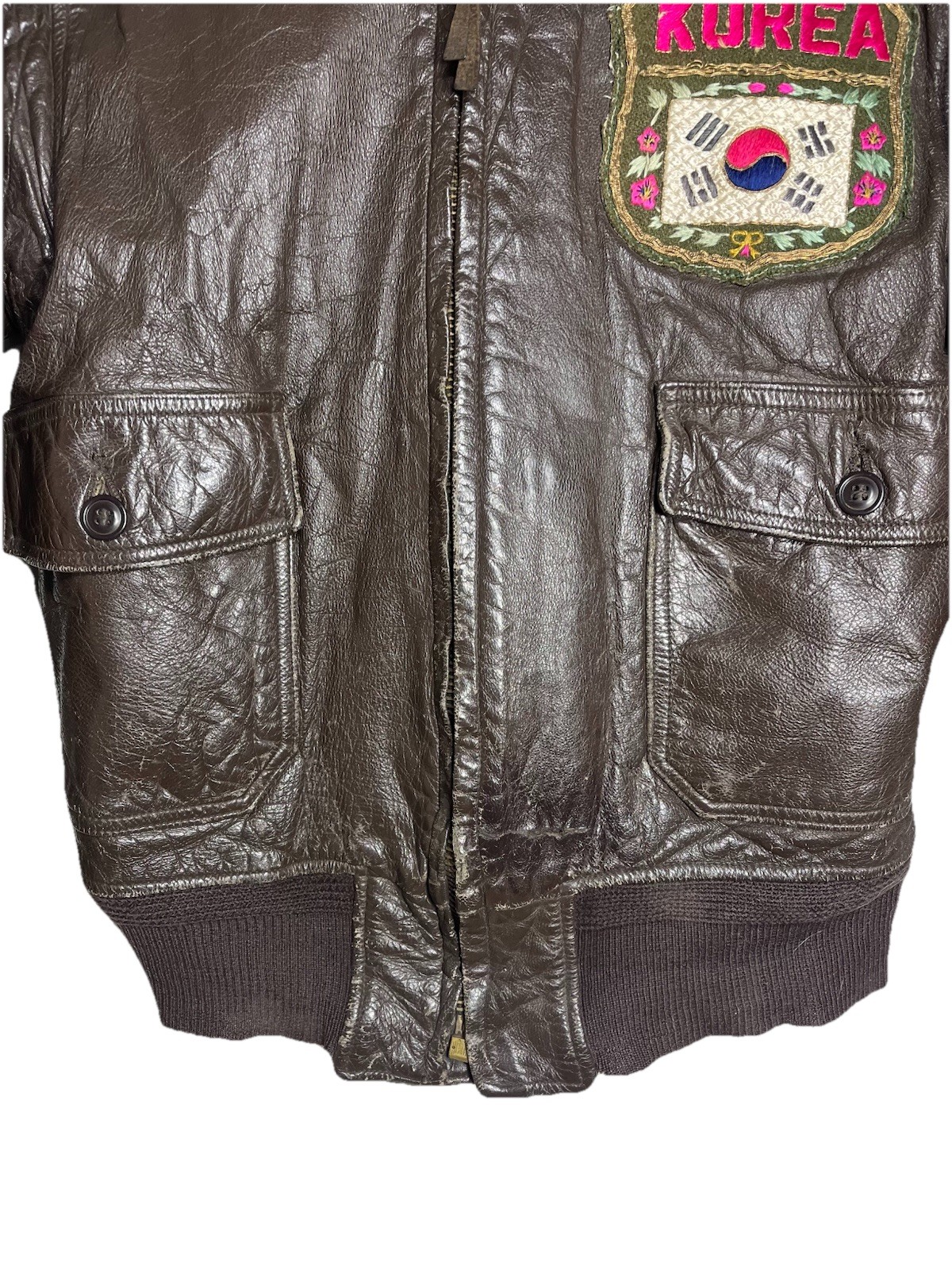 Korean War Era US Navy G-1 Leather Flight Jacket Theatre Made Patch Bomber