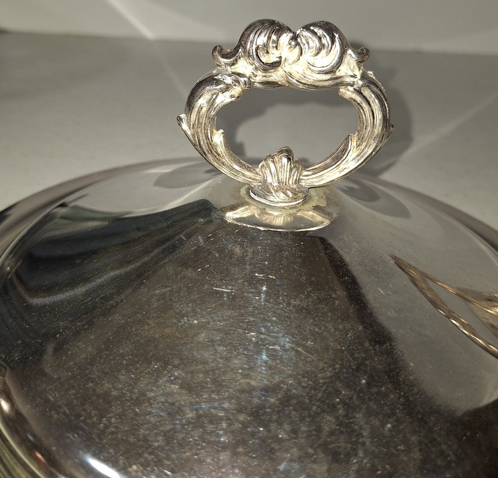 Vintage 4-Piece "Italy EPZ Silverplated" Serving Footed Dish, Glass Bowl Insert