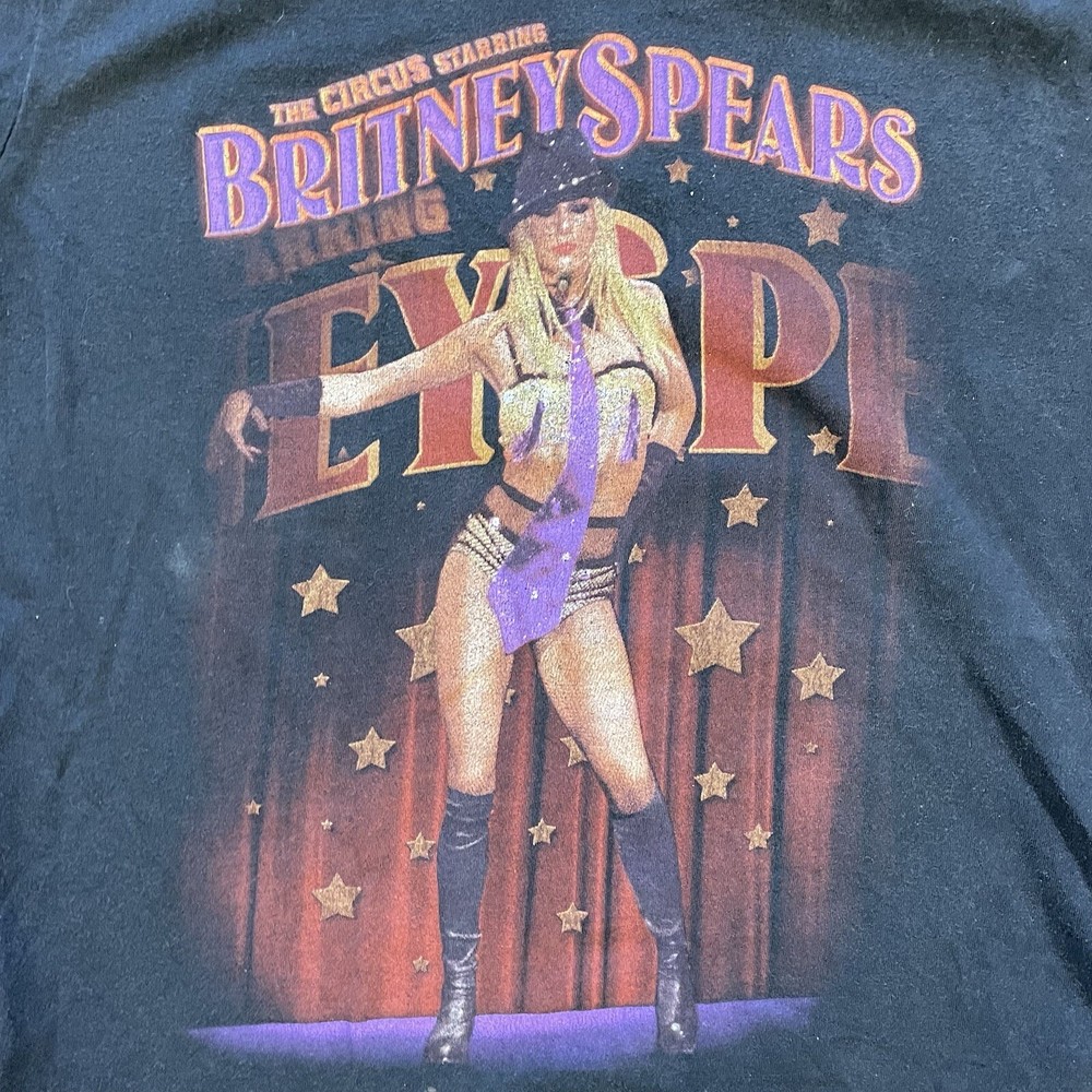 Retro The Circus Starring Britney Spears Large Black Anvil Teen Concert T-Shirt
