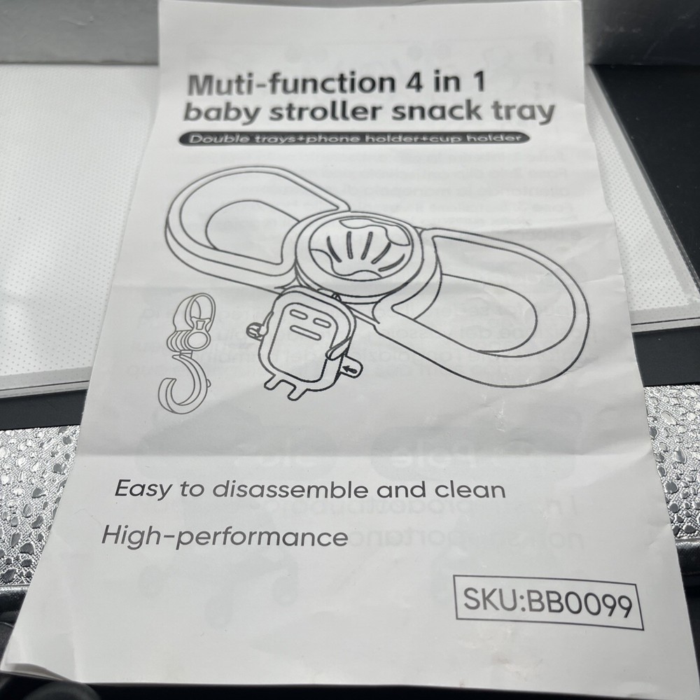 Multi Function Stroller Snack Tray 4 in 1 Cup & Phone Holder Double Tray