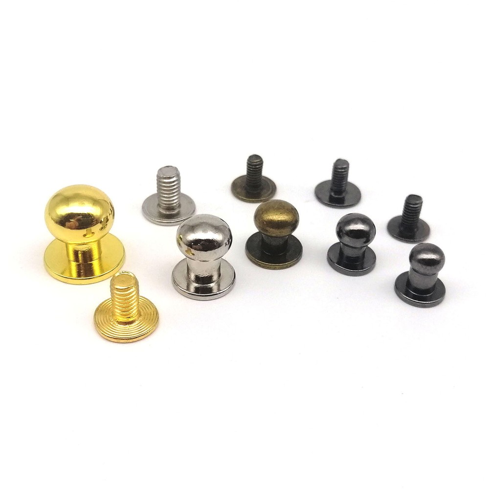 10pcs Solid Brass Round Head Stud Screwback Leather Bag Chicago Screw Nail Rivet