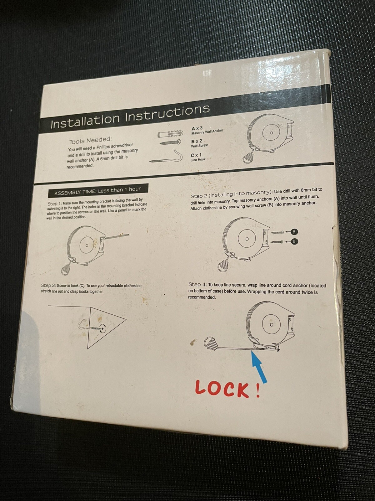 Outdoor Retractable Clothesline Heavy Duty 40 Feet Dirt Resistant New Box