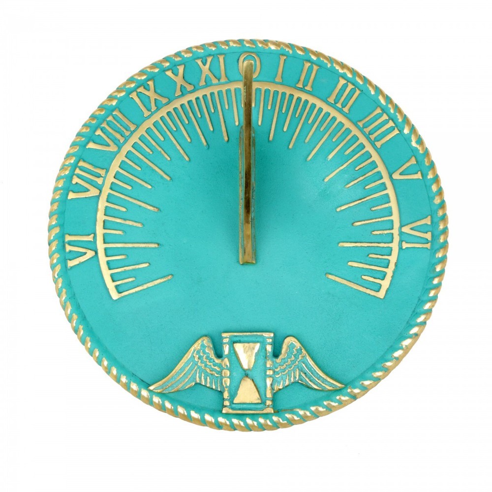 Sundial Verdigris Solid Brass Garden Clock 10'' Diameter Renovators Supply