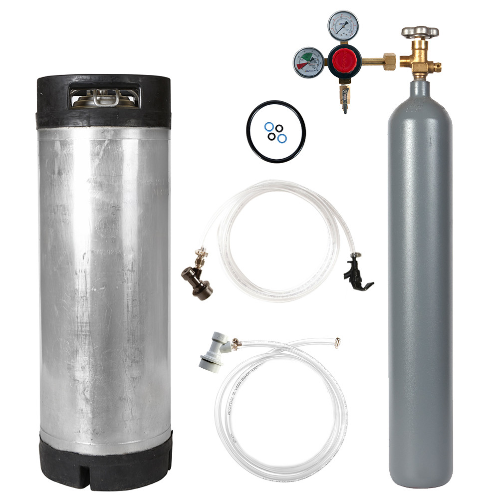 Keg Kit Reconditioned 5 Gal Ball Lock Keg & 7 lb. CO2 Tank NEW Regulator & Parts