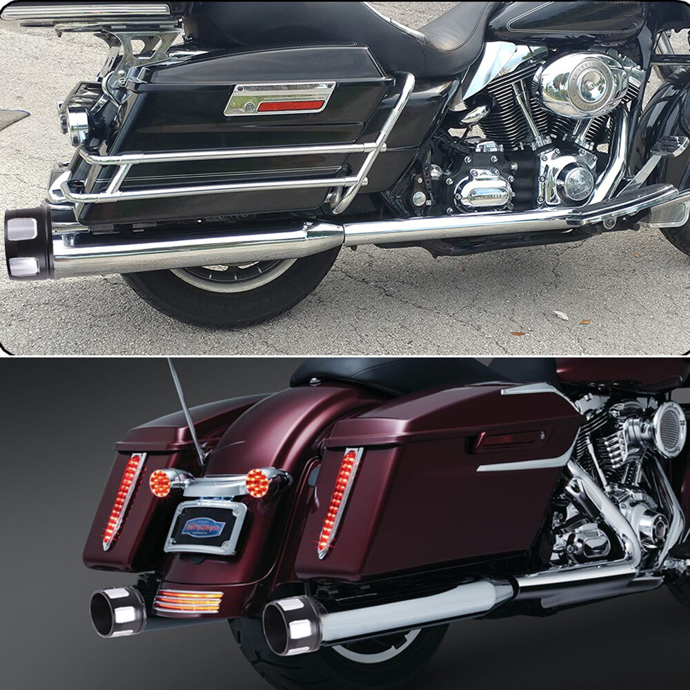 4" Megaphone Exhaust Pipes Mufflers For Harley Touring Ultra Classic Road Glide