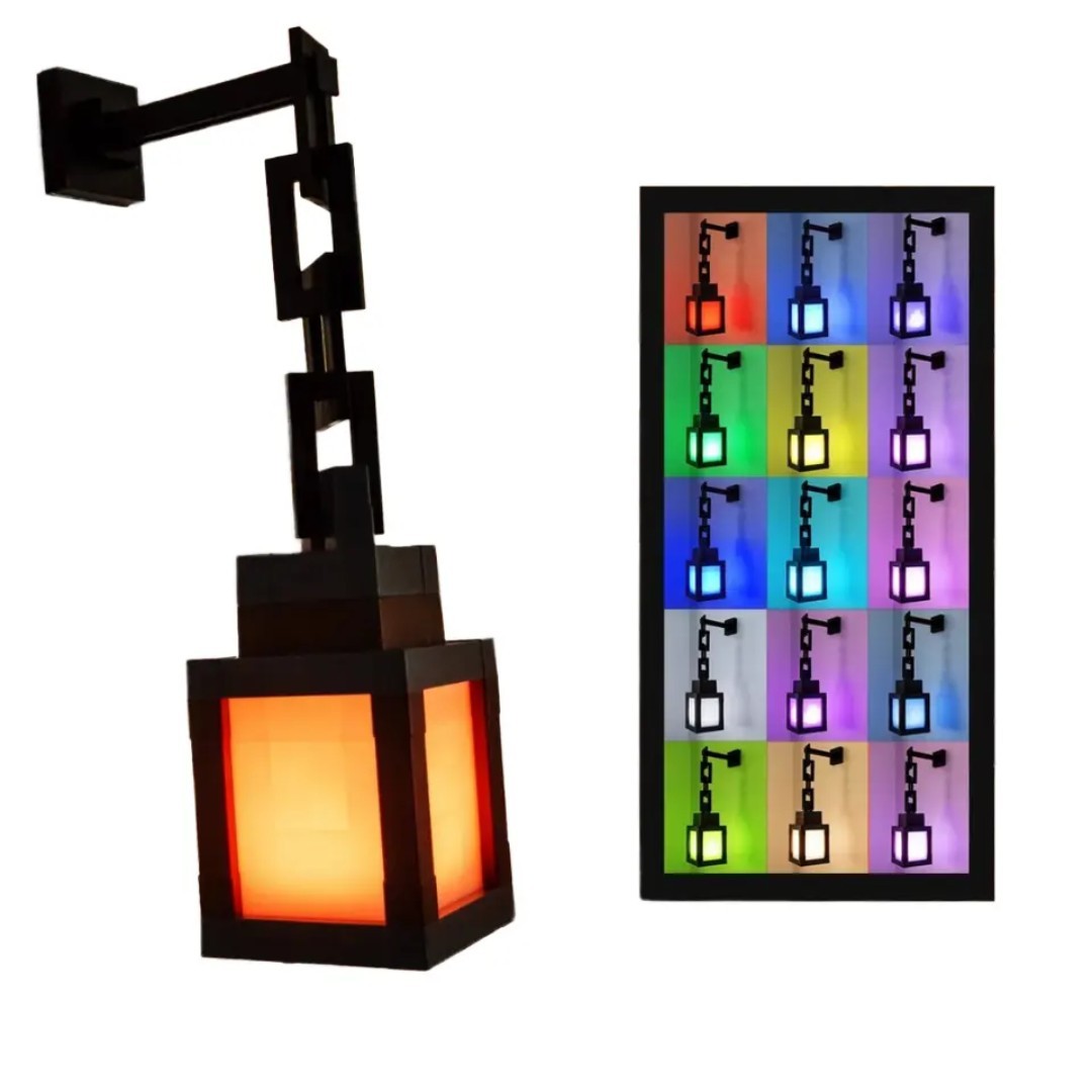 Pixel Night Light Lantern LED Lamp 16 Colors Changing Kids Room Decor Gamer Gift