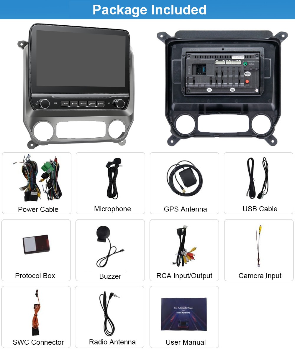 Carplay Car Stereo Radio For 2014-2018 Chevrolet Silverado GM Sierra 4+64G