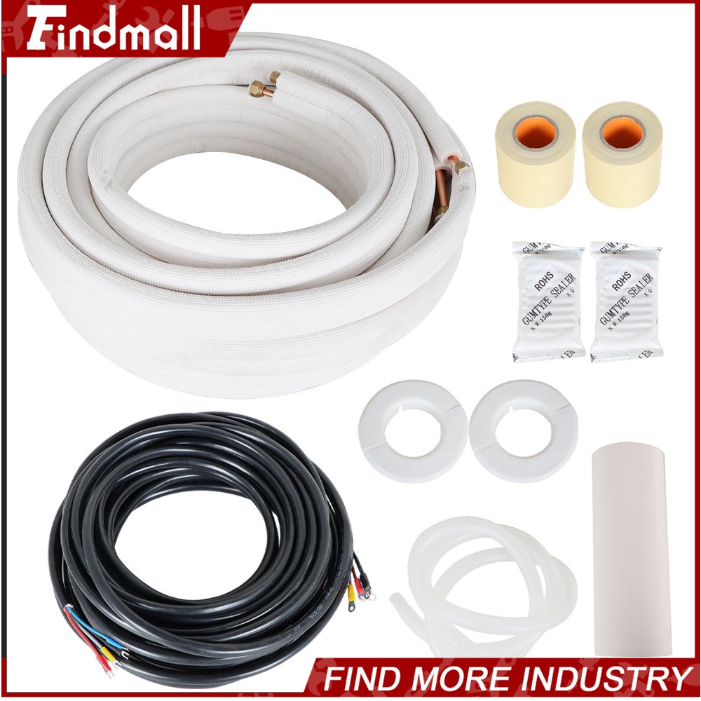 Findmall 50 Feet Mini Split Installation Kit - 1/4" & 3/8" Copper Line Set
