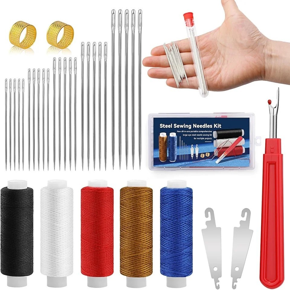 37PCS Sewing Tool Set, Needles Thread Hand Repair Tool, Portable Sewing Kit