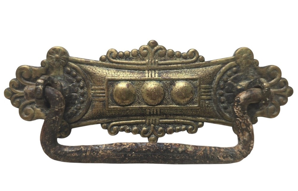 5, 1870s Victorian Solid Brass Bail Drawer Pull 4 5/8" Length