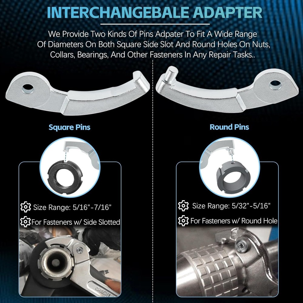 Adjustable Pin Spanner Wrench Tool Kit,Coilover Hook Wrenches for Nut Adjustment