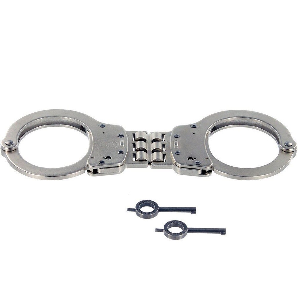 Smith & Wesson Model 300P Push-Pin Hinged Satin Nickel Handcuffs